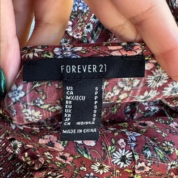 Forever 21 Burgundy Floral Blouse - Picture 3 of 3
